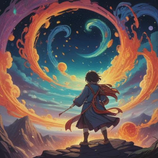 A mystical scene depicting a person spitting, surrounded by swirling energies, ethereal symbols in the air, vibrant colors representing spiritual awareness, a celestial background with stars and planets, an aura of caution and intuition, detailed facial expressions showing concern, an ancient scroll nearby, 4k