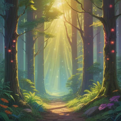 A captivating photograph of sunlight filtering through trees, revealing hidden spiritual symbols and signs, ethereal glow, soft rays of light, serene forest environment, vibrant greens and yellows, mystical aura, gentle shadows accentuating the signs, peaceful and reflective mood, clarity of spiritual insight, harmony with nature