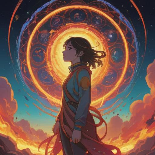 A radiant sun flare illuminating a human figure, vibrant colors, ethereal glow, cosmic energies swirling around, spiritual awakening, human silhouette surrounded by waves of light, connection to the universe, harmonious atmosphere, deep spiritual significance, 4k