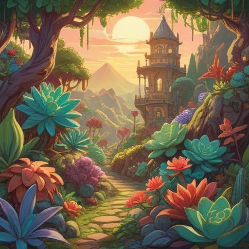 A vibrant illustration of succulent plants thriving in a bright, sunlit garden, showcasing various shapes and colors, representing growth and positivity, surrounded by gentle glowing orbs, symbolizing spiritual signs, a serene atmosphere, rich textures, lush greenery, 4k