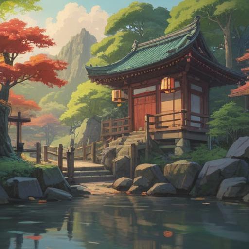 A serene illustration capturing the essence of preparing for a visit to Tado Shrine, reflecting moments of introspection and cultural appreciation, lush greenery surrounding the shrine, tranquil atmosphere, soft sunlight filtering through the trees, detailed depiction of traditional architecture, meaningful symbols of Shinto spirituality, a sense of calm and reflection, inviting entrance to the shrine, peaceful surroundings, emotional connection to the experience, 4k