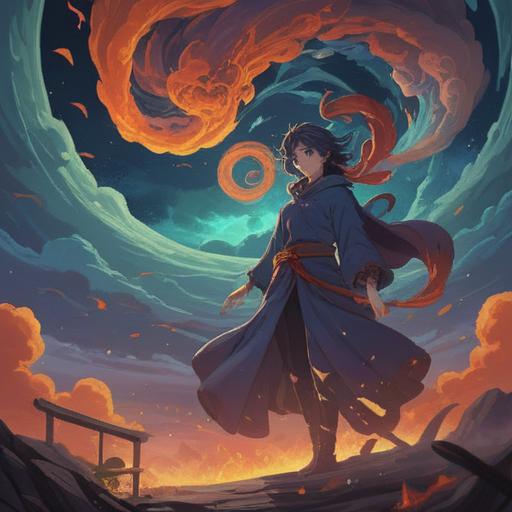 A mystical, ethereal scene depicting a shadowy figure representing negative energy, surrounded by swirling clouds and dark auras, eerie symbols floating in the air, a sense of foreboding, twilight lighting, intricate patterns in the background, conveying unease and warning, 4k