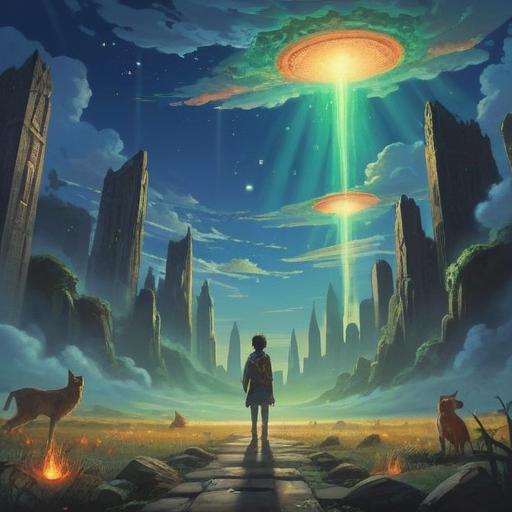 A mystical scene depicting a glowing number sequence in the sky, ethereal light beams radiating, symbols of spirituality surrounding the numbers, serene landscape below with gentle hills, vibrant colors blending harmoniously, tranquil atmosphere, inviting energy, 4k clarity