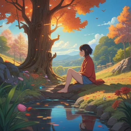 A serene and mystical landscape, warm glowing light emanating from a pair of bare feet, symbolizing spiritual awakening, gentle aura surrounding the feet, nature elements like lush greenery and flowing water, peaceful atmosphere, ethereal vibes, clear blue skies, representations of positive energy and enlightenment, 4k