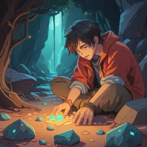 A captivating illustration of a person experiencing cramping in their feet, surrounded by glowing lucky stones that emit a vibrant light, the stones are arranged in a circle around the feet, symbolizing relief and fortune, the background is a serene environment with soft, calming colors, creating a contrast to the discomfort, detailed textures on the stones, ethereal glow, hopeful atmosphere, 4k
