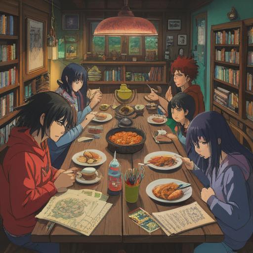 A collage of various summarized ideas, notes organized neatly on a table, a diverse group of individuals discussing topics, clear and concise bullet points, bright and inviting workspace, methodology of synthesis depicted, inclusive atmosphere, vibrant colors, 4k