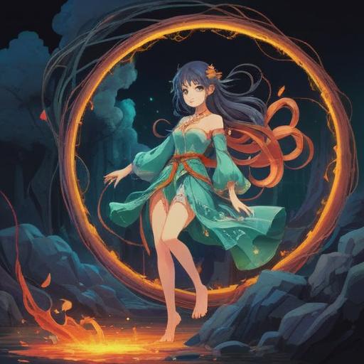 A visually striking representation of spiritual meaning, depicting an ethereal figure with delicate strings pulling at their legs, surrounded by a serene, dreamlike landscape, soft glowing light, symbolizing burdens and obstacles, harmonious color palette, abstract elements representing spiritual guidance, 4k