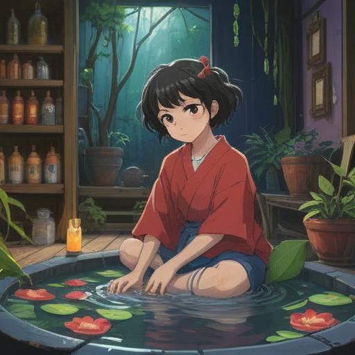 A serene indoor setting, a person gently massaging their feet, soothing essential oils and a warm foot soak, lucky charm items like a four-leaf clover and a horseshoe nearby, soft natural light, peaceful atmosphere, emphasis on relaxation and self-care, detailed textures, calming colors, 4k