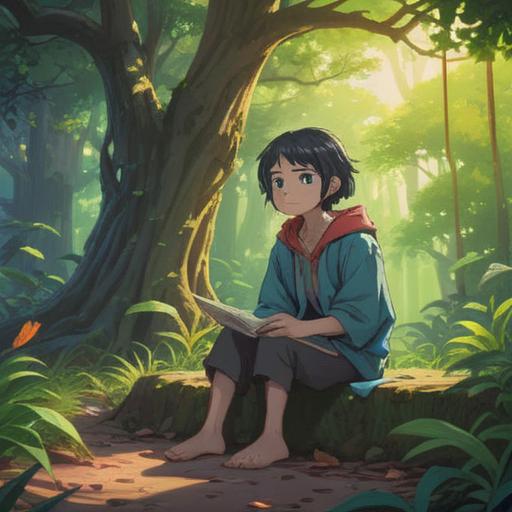 A serene and mystical scene depicting a person sitting cross-legged in a peaceful environment, soft light filtering through trees, gentle breeze moving their hair, aura of calmness surrounding them, subtle signs of spiritual energy illustrated as light or sparkles near the feet, symbolism of balance and harmony, soothing colors, nature-inspired elements, reflective expression on face, 4k