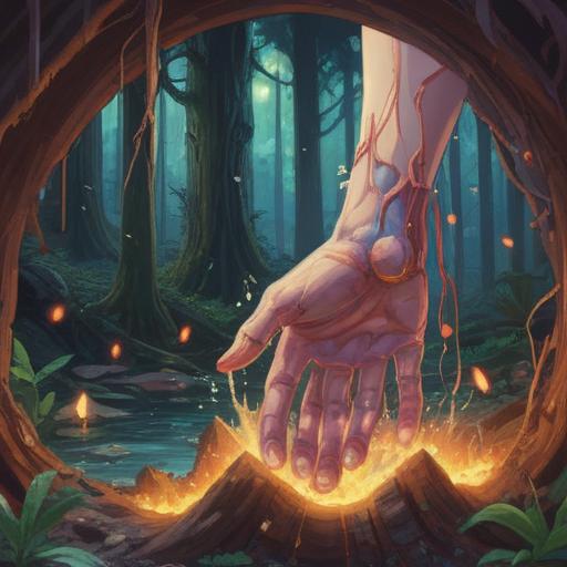 A surreal depiction of a wounded toenail, surrounded by ethereal light, symbolic representations of spiritual warnings, intricate details showcasing pain and healing, vibrant colors contrasting with dark shadows, mystical elements like aura and energy flow, an atmosphere of introspection and awareness, 4k