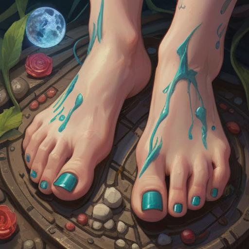 A close-up of a foot with dark spots on the toenails, conveying an important message about health, detailed skin texture, dramatic lighting highlighting the spots, a background suggesting a medical setting, thought-provoking atmosphere, 4k