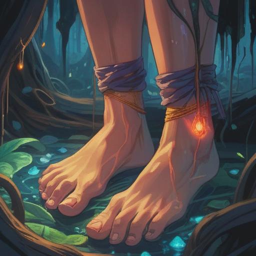 A mystical representation of cramping toes, symbolic of spiritual awakening, interconnectedness of body and spirit, ethereal light surrounding the feet, vibrant energy flow, manifestation of inner tension, the balance between the physical and spiritual realms, dreamlike atmosphere, 4k