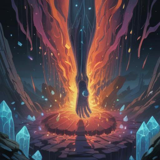 A mystical illustration depicting the spiritual meaning of pain on the top of the foot, ethereal aura, symbolic elements like healing crystals and light, tranquil nature background, serene colors, harmonious atmosphere, representation of intuition and guidance, 4k