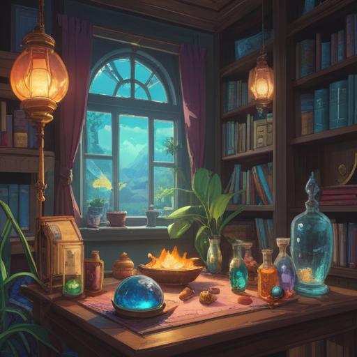 A serene still life composition, various healing items beautifully arranged, soft natural light, soothing colors, elements like crystals, essential oils, and a comfy blanket, tranquil ambiance, gentle textures, inviting atmosphere, 4k