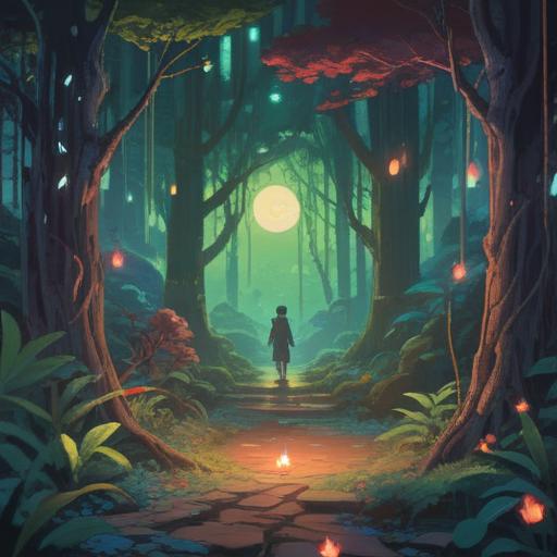 A mystical and serene scene depicting spiritual signs associated with frequent foot injuries, ethereal light emanating from hidden symbols on the ground, a peaceful forest setting, soft mist hovering above the ground, gentle creatures observing with curiosity, an aura of protection surrounding the area, symbolic footprints leading towards healing, calming colors, enchanting atmosphere, 4k