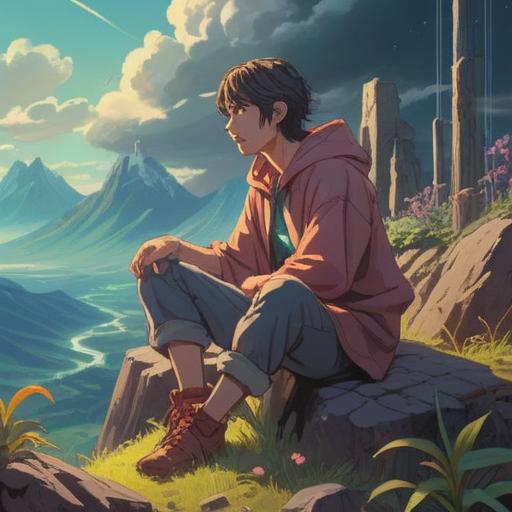 A mystical scene depicting a person sitting cross-legged on a serene mountaintop, surrounded by ethereal light, an aura of healing energy emanating from their feet, symbolic representations of spiritual signs such as glowing chakras and floating feathers, tranquil environment, soft clouds in the background, gentle sunlight filtering through, a sense of calm and enlightenment, 4k