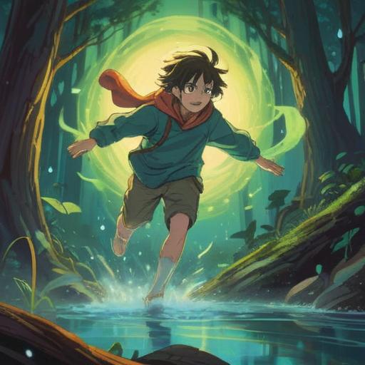 A serene and mystical illustration depicting a person slipping on a smooth surface, surrounded by ethereal light, symbolizing the unpredictability of life's journey, an open path leading into a vibrant forest, reflecting inner turmoil and growth, spiritual awakening through challenges, 4k