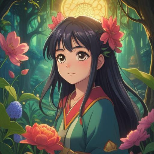 A serene illustration of a healing talisman, soft glowing light emanating from it, surrounded by gentle nature elements like blooming flowers and calming streams, depicting a sense of peace and comfort, in a tranquil setting, warm colors, 4k