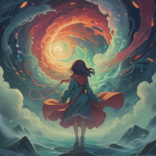 A surreal illustration depicting a person surrounded by swirling mist, the individual appears distressed and gasping for air, ethereal light illuminating their face, symbolic representations of anxiety and spiritual struggle in the background, soft yet contrasting colors, dreamlike atmosphere, intricate details capturing the emotional turmoil, 4k