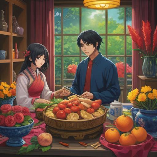 A vibrant lifestyle scene featuring artificial flowers, emphasizing good fortune and positivity, a beautifully arranged table with colorful faux blooms, harmonious and inviting atmosphere, sunlight streaming through a window, serene decor, inviting textures and patterns, peaceful ambiance, 4k