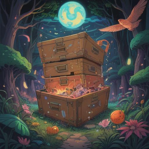 A vibrant illustration depicting the chaotic yet transformative experience of moving, symbolic sounds overlaying a serene landscape, elements representing noise like moving boxes and bustling crowds merging with ethereal symbols of change and growth, soft pastel colors, contrasting textures between chaos and tranquility, a light that represents spiritual awakening, 4k