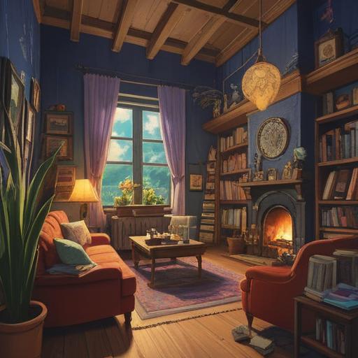 A cozy home interior filled with essential items for a better new life, soft textures, warm lighting, inviting atmosphere, thoughtful organization, comfortable furniture, plants for freshness, cheerful color palette, 4k