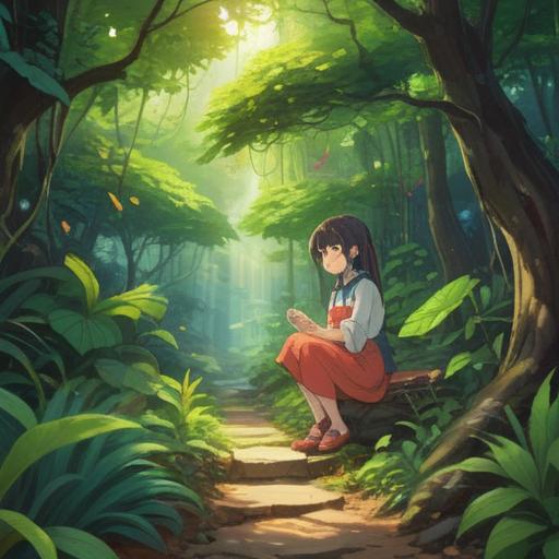 A serene garden scene, a person carefully weeding the lush greenery, sunlight filtering through the leaves, nature's tranquility, a feeling of spiritual renewal, vibrant flowers blooming around, a gentle breeze rustling the plants, a sense of harmony and connection with nature, nurturing the earth, 4k