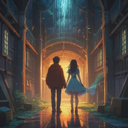 A spiritually resonant illustration of a couple standing apart with a visible emotional distance between them, ethereal light surrounding the separation, symbolic elements representing discord such as cracked earth beneath them, contrasting auras, reflective facial expressions showing inner turmoil, a backdrop of a dusky sky symbolizing uncertainty, intricate details highlighting the contrast between connection and disconnection, 4k