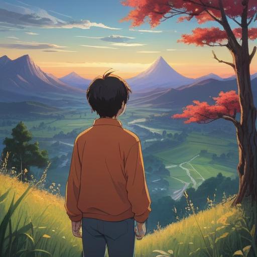 A troubled couple in a serene landscape, contrasting emotions on their faces, ethereal light illuminating spiritual symbols around them, signs of hope and connection in the atmosphere, nature reflecting their journey, deep shadows and warm highlights, 4k