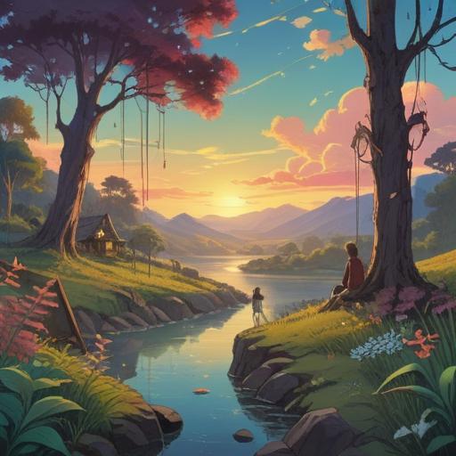 A serene and ethereal landscape, symbolizing trust and faith, gentle light illuminating a tranquil setting, figures reaching out to each other, surrounded by soft, glowing orbs, a sense of connection and harmony, nature elements like flowing water and lush greenery, calming color palette, 4k