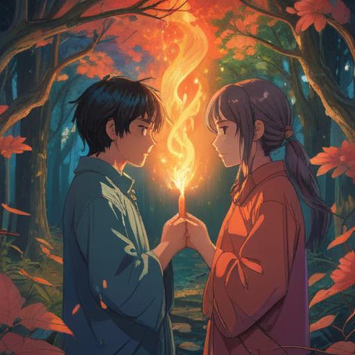 A serene and uplifting scene depicting two figures exchanging a warm, trusting gaze, glowing light surrounding them symbolizing spiritual connection, gentle colors creating a calming atmosphere, elements of nature like blooming flowers and soft rays of sunlight, a sense of harmony and peace, abstract symbols of trust and spirituality in the background, 4k