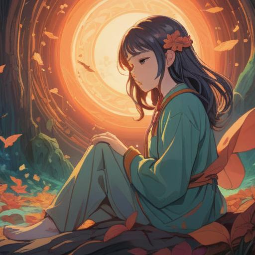 A spiritual illustration depicting the essence of remembering someone special, ethereal light surrounding a figure in contemplation, gentle colors representing nostalgia, soft glowing orbs symbolizing memories, serene setting with nature elements like flowers and trees, harmonious atmosphere, conveying deep emotional connection, 4k