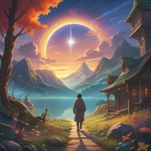 A serene landscape depicting spiritual signs, ethereal symbols in the sky, gentle light illuminating a path, a person reflecting thoughtfully, surrounded by nature, vibrant flora and fauna, calming atmosphere, deep connection with the universe, 4k