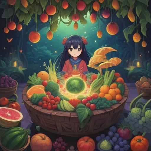 A lucky charm transforming the inability to lose weight, vibrant colors, intricate design, magical aura, surrounded by fruits and vegetables, motivational elements, glowing light, serene environment, emphasizing hope and positivity, 4k