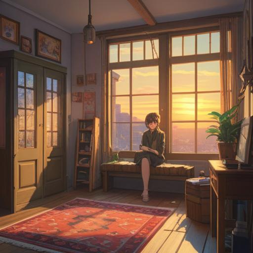 A serene early morning scene, soft golden sunlight filtering through a window, a person peacefully waking up in a tranquil room, gentle shadows on the walls, a feeling of renewal and clarity, metaphysical symbols subtly integrated into the environment, blooming plants symbolizing growth, a sense of calm and optimism, inspiring atmosphere, 4k