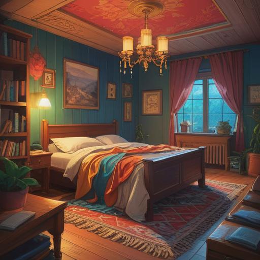 A cozy scene depicting a whimsical lucky charm, vibrant colors, gentle light illuminating a tranquil room, a person relaxing with a soft blanket, surrounded by cleaning supplies, an array of lucky symbols like four-leaf clovers and horseshoes, a peaceful atmosphere, elements of comfort and rejuvenation, detailed interior design, 4k