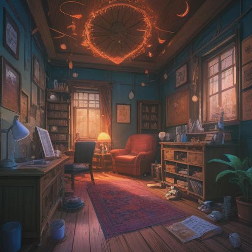 A mystical illustration depicting spiritual signs when the urge to clean is absent, ethereal glow surrounding symbolic objects, cluttered room with a feeling of stagnation, gentle waves of energy in the air, ethereal colors, serene atmosphere, subtle hints of nature's elements, visual representation of mindfulness and awareness, 4k