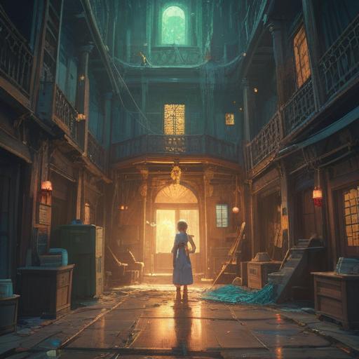 A mystical scene depicting the spiritual signs that come from neglecting cleaning, ethereal glowing dust particles floating in sunlight, a serene environment filled with plants and soft shadows, mysterious symbols appearing in the corners, a sense of tranquility and reflection, gentle colors creating a calming atmosphere, encouraging exploration of the hidden meanings, 4k