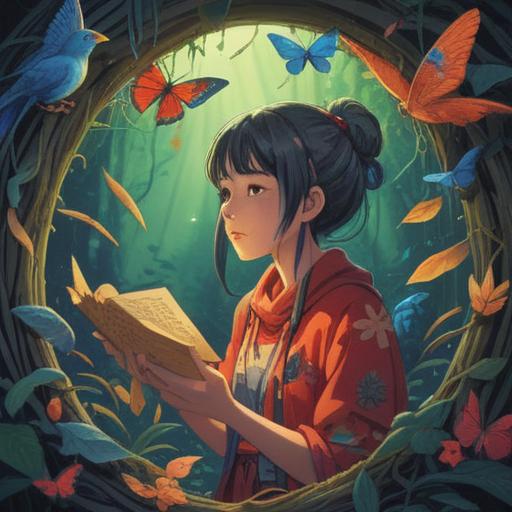 A mystical scene depicting a person receiving a message from a distant acquaintance, surrounded by symbolic spiritual signs like feathers, butterflies, and glowing orbs, soft light illuminating the expression of surprise and curiosity on their face, ethereal background with a calming atmosphere, hints of nature and celestial elements, 4k