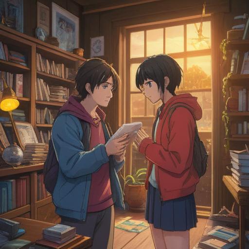 A heartfelt reunion scene showing two individuals reconnecting after a long time apart, surrounded by symbolic items that represent their shared memories, warm lighting emphasizing emotional expressions, detailed backgrounds featuring elements of nostalgia, soft focus on objects like old letters and photographs, conveying a sense of warmth and connection, 4k