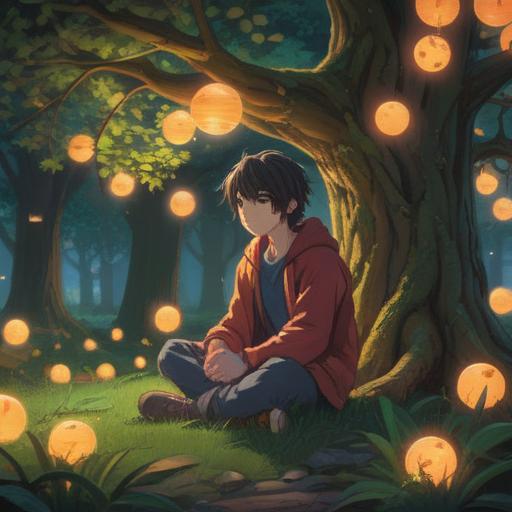 A serene and contemplative scene, a person sitting cross-legged under a tree, surrounded by glowing orbs of light, ethereal atmosphere, soft pastel colors, gentle breeze through the leaves, an aura of peace and reflection, symbols of spiritual growth and enlightenment, 4k