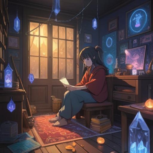 A serene and introspective scene, a person sitting in a quiet room, surrounded by scattered tarot cards and crystals, dim lighting casting soft shadows, a gentle breeze through an open window, symbols of caution and awareness in the air, intuitive feelings represented by glowing orbs, ethereal energies swirling around, capturing the essence of spiritual warnings, emotional depth, 4k