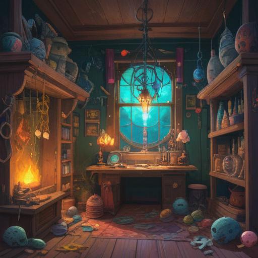 A magical illustration of lucky items for transformation, vibrant colors, enchanting talismans, glowing crystals, lucky charms scattered around, uplifting and positive energy, mystical atmosphere, detailed background showcasing nature, 4k