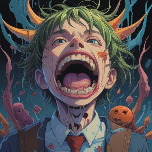 A surreal illustration depicting the spiritual meaning of broken front teeth, symbolic representation of transformation and change, ethereal elements surrounding the broken teeth, a sense of emotional release, soft light illuminating the scene, mystical atmosphere, detailed background with abstract shapes and colors, introspective character reflecting on personal growth, 4k