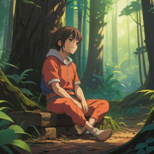 A serene and calming scene depicting a person sitting cross-legged in a quiet forest, soft sunlight filtering through the trees, surrounded by glowing orbs representing positive energy, gentle flowing stream nearby, tranquil expression, grounding connection with nature, spiritual symbols subtly integrated in the background, soothing color palette, 4k