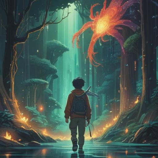 A serene and reflective illustration depicting a person encountering a former colleague, surrounded by ethereal light, symbolizing spiritual growth and transformation, lush greenery in the background, gentle expressions on their faces, harmonious atmosphere, profound connection, 4k