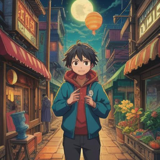 A charming illustration of a person encountering a lucky symbol after meeting a former colleague, vibrant colors, a sense of nostalgia, joyful expressions, hints of serendipity, detailed urban background, pleasant afternoon sunlight, personal connection, meaningful moment, 4k