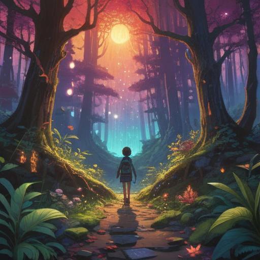 A magical scene depicting a person discovering a lucky charm, surrounded by glowing light and vibrant colors, lush forest setting, symbolic elements representing guidance and clarity, intricate details on the charm, mystical atmosphere, hopeful expression on the person's face, 4k