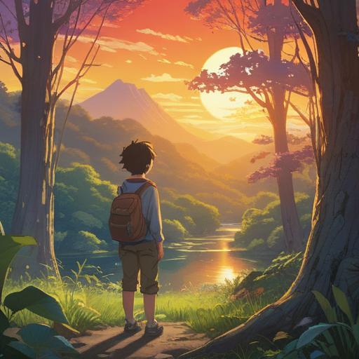 A serene landscape depicting a person observing someone they admire, bright sunlight filtering through trees, emotional expressions reflecting envy and aspiration, warm colors, soft focus on the background, tranquil yet vibrant atmosphere, symbolism of growth and transformation, 4k