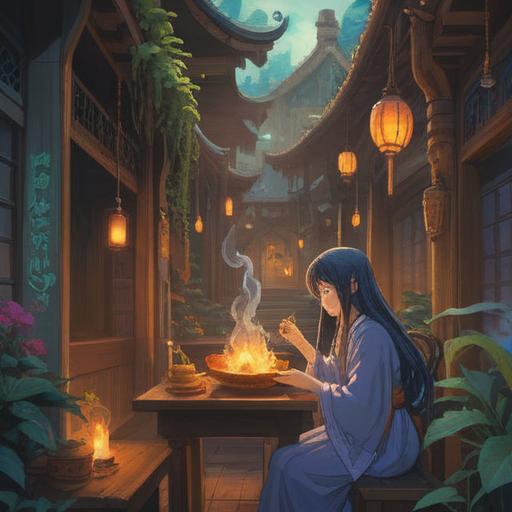 A serene illustration representing the spiritual significance of the scent of incense, ethereal wisps of smoke rising gracefully, a meditative figure in a tranquil setting, soft light filtering through, subtle reflections of nature, calming colors, introspective atmosphere, harmonious balance, a sense of connection to the spiritual realm, 4k